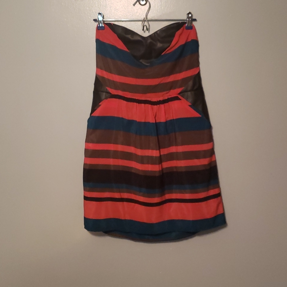 Bar III beautiful strapless dress w/ faux leather